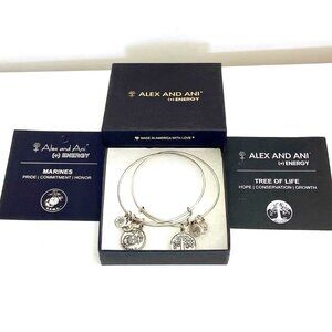 ALEX AND ANI (+) ENERGY MARINE & TREE OF LIFE BRACELETS - LOT OF 2